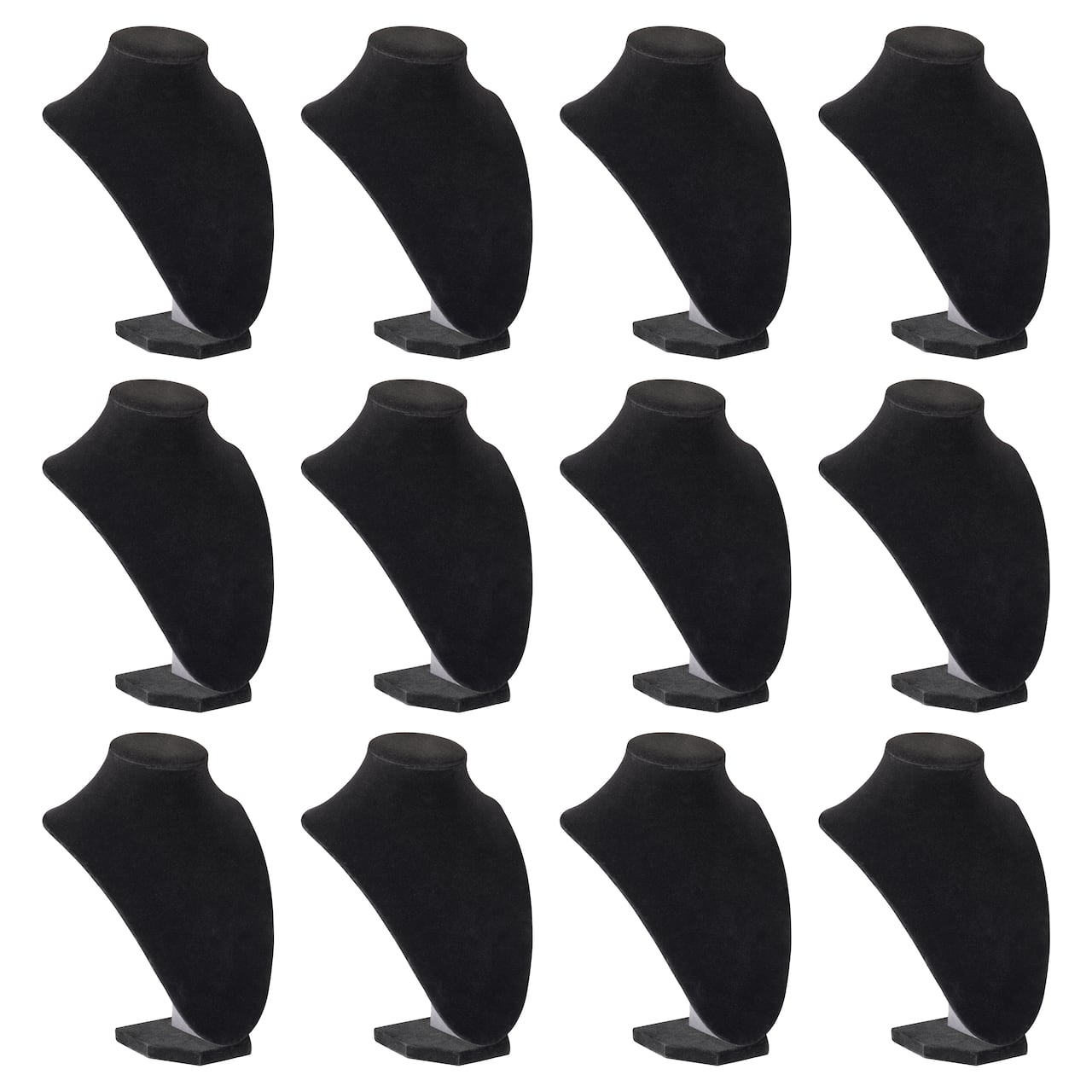 12 Pack: 9" Black Velvet 3D Necklace Stand by Bead Landing™